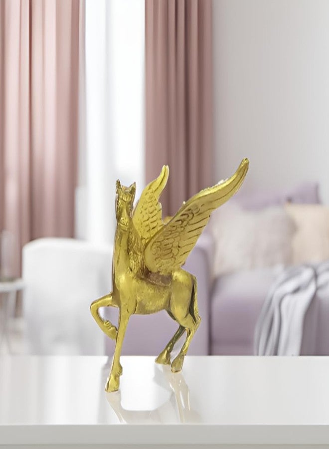 Purpledip Brass Pegasus Statuette: Mythical Two-Winged Flying Horse Collectible Art Showpiece (12141) - Image 1